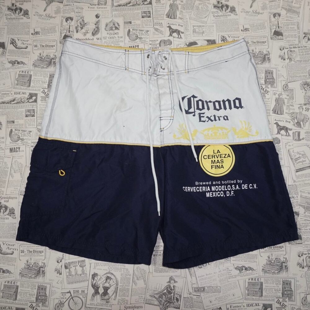 38 - Vintage Y2K corona extra mexico 2000s swimtrunks shorts